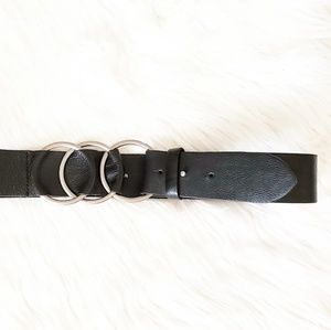J.Jill Triple Silver Ring Leather Black Belt